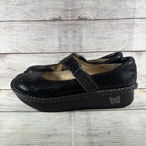 Alegria by PG Lite Womens EU 38 US 8-8.5 Day-561 Black Shimmer Leather Mary Jane